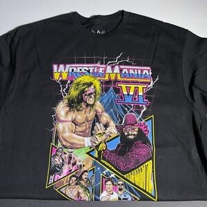 Men’s Large WWF Black T-Shirt Ultimate Warrior Macho Man new